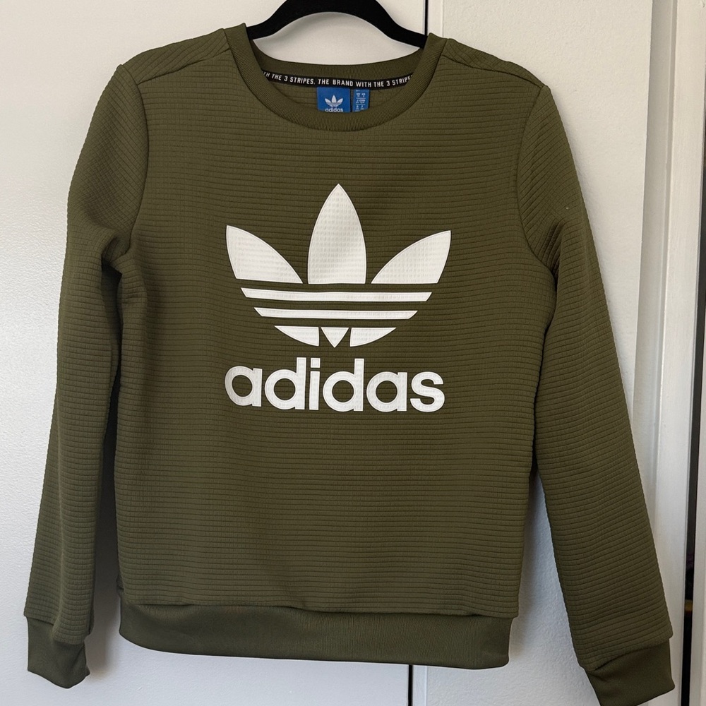 Adidas Men's Green Crewneck Sweater